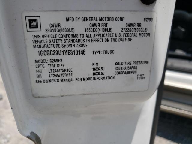 Photo 10 from auction – 2000 CHEVROLET SILVERADO with VIN 1GCGC29U1YE310146