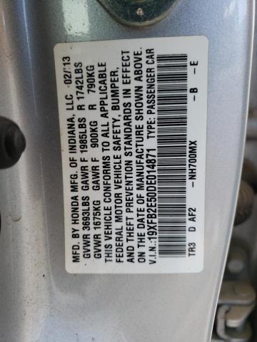 Photo 10 from auction – 2013 HONDA CIVIC LX with VIN 19XFB2E50DE014871