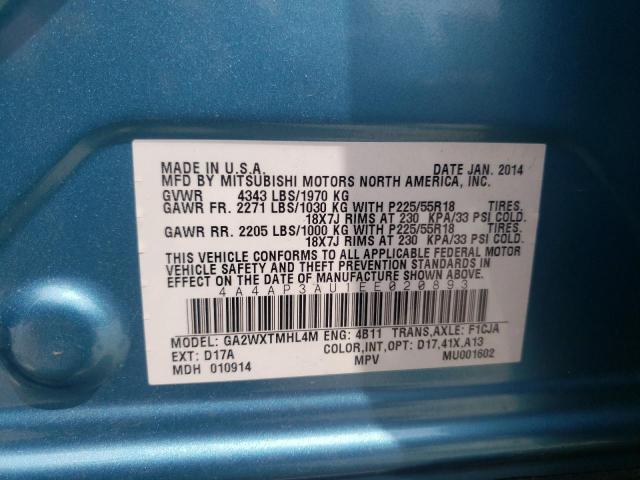 Photo 10 from auction – 2014 MITSUBISHI OUTLANDER with VIN 4A4AP3AU1EE020893