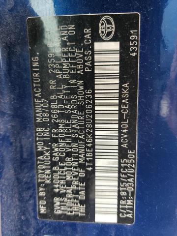 Photo 10 from auction – 2008 TOYOTA CAMRY CE with VIN 4T1BE46K28U206236