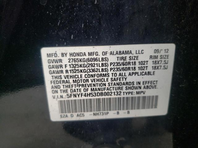 Photo 10 from auction – 2013 HONDA PILOT EXL with VIN 5FNYF4H53DB002132