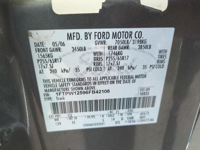 Photo 10 from auction – 2006 FORD F150 SUPER with VIN 1FTPW12596FB42106