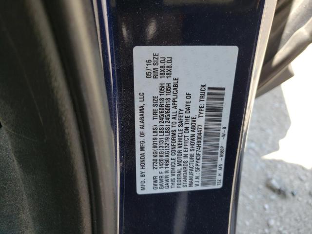 Photo 10 from auction – 2017 HONDA RIDGELINE with VIN 5FPYK3F74HB004477