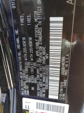 Photo 10 from auction – 2020 TOYOTA HIGHLANDER with VIN 5TDCZRAH5LS502855