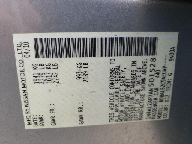Photo 10 from auction – 2010 NISSAN ALTIMA BAS with VIN 1N4AL2AP7AN501528