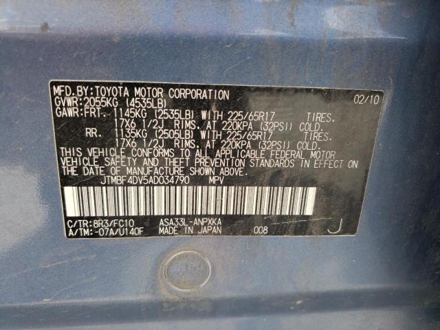 Photo 10 from auction – 2010 TOYOTA RAV4 with VIN JTMBF4DV5AD034790