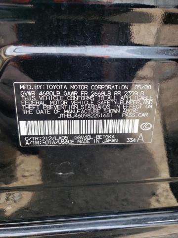 Photo 10 from auction – 2008 LEXUS ES 350 with VIN JTHBJ46G982251681