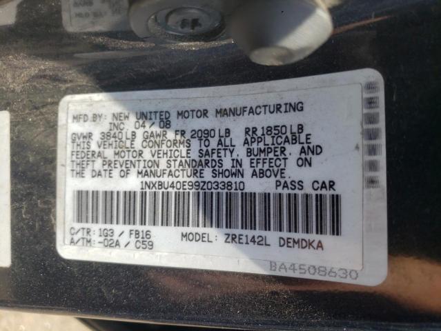 Photo 10 from auction – 2009 TOYOTA COROLLA BA with VIN 1NXBU40E99Z033810