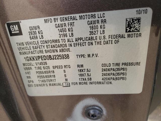 Photo 10 from auction – 2011 GMC ACADIA SLE with VIN 1GKKVPED0BJ225938
