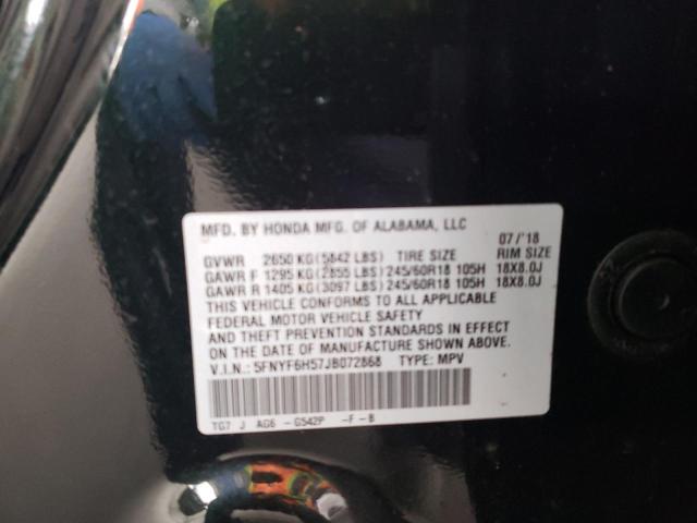 Photo 10 from auction – 2018 HONDA PILOT EXL with VIN 5FNYF6H57JB072868