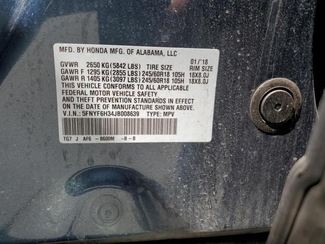 Photo 10 from auction – 2018 HONDA PILOT EX with VIN 5FNYF6H34JB008639