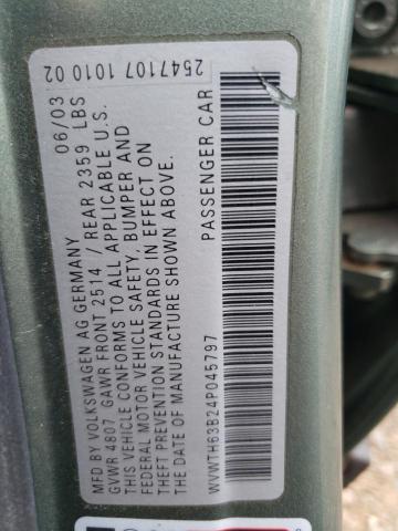Photo 10 from auction – 2004 VOLKSWAGEN PASSAT GLX with VIN WVWTH63B24P045797