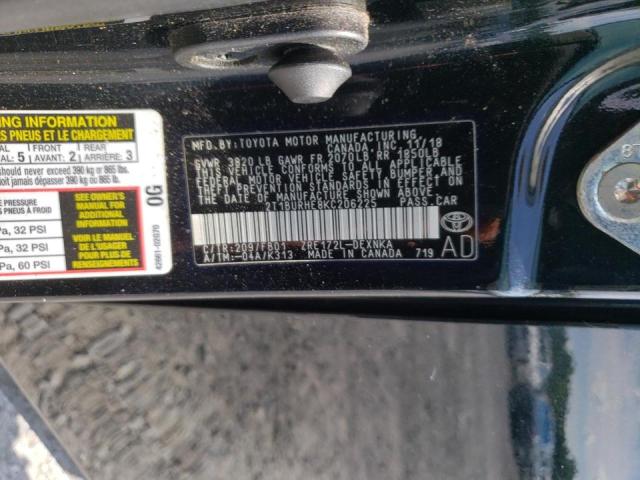 Photo 10 from auction – 2019 TOYOTA COROLLA L with VIN 2T1BURHE8KC206225