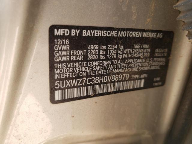 Photo 10 from auction – 2017 BMW X3 SDRIVE2 with VIN 5UXWZ7C38H0V88979