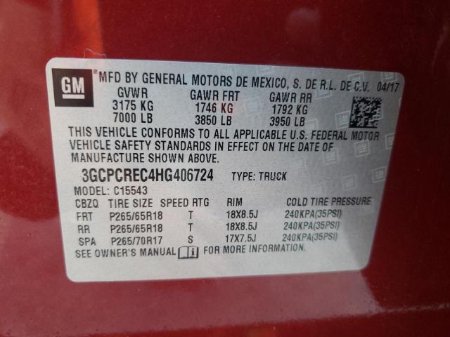 Photo 10 from auction – 2017 CHEVROLET SILVERADO with VIN 3GCPCREC4HG406724