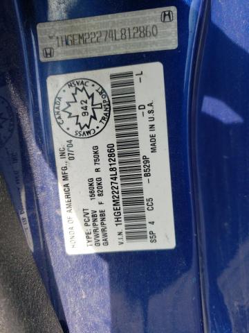 Photo 10 from auction – 2004 HONDA CIVIC DX with VIN 1HGEM22274L812860