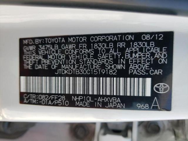 Photo 10 from auction – 2012 TOYOTA PRIUS C with VIN JTDKDTB30C1519182