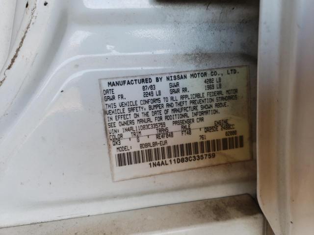 Photo 10 from auction – 2003 NISSAN ALTIMA BAS with VIN 1N4AL11D83C335759