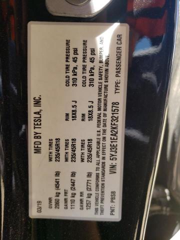 Photo 10 from auction – 2019 TESLA MODEL 3 with VIN 5YJ3E1EA2KF321578