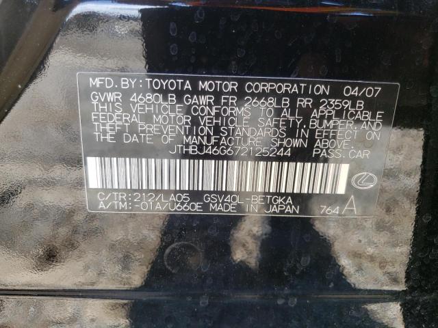 Photo 10 from auction – 2007 LEXUS ES 350 with VIN JTHBJ46G672125244