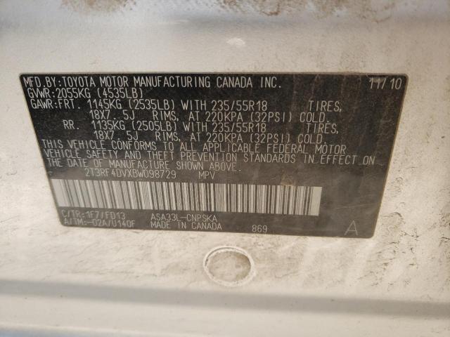 Photo 10 from auction – 2011 TOYOTA RAV4 SPORT with VIN 2T3RF4DVXBW098729