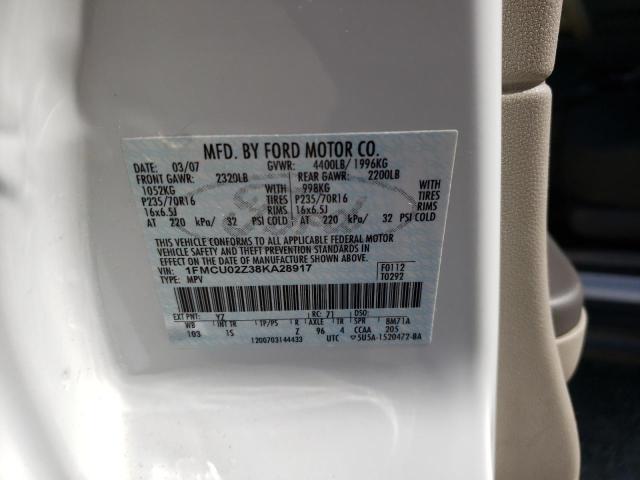 Photo 10 from auction – 2008 FORD ESCAPE XLS with VIN 1FMCU02Z38KA28917
