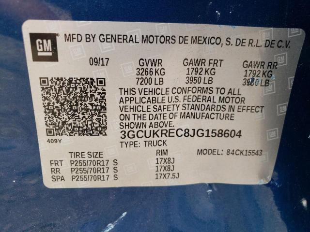 Photo 10 from auction – 2018 CHEVROLET SILVERADO with VIN 3GCUKREC8JG158604