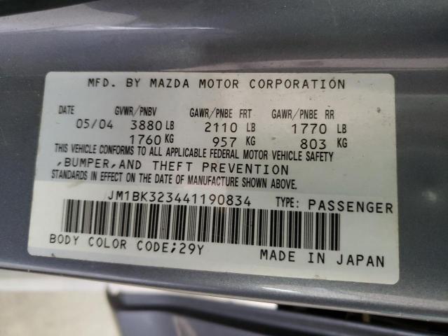 Photo 10 from auction – 2004 MAZDA 3 S with VIN JM1BK323441190834