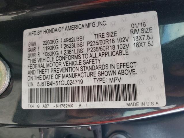 Photo 10 from auction – 2016 ACURA RDX TECHNO with VIN 5J8TB4H51GL024719