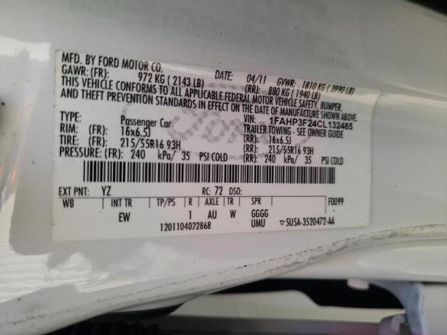 Photo 10 from auction – 2012 FORD FOCUS SE with VIN 1FAHP3F24CL132485