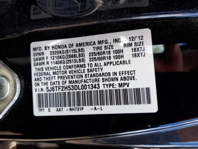 Photo 10 from auction – 2013 HONDA CROSSTOUR with VIN 5J6TF2H53DL001343