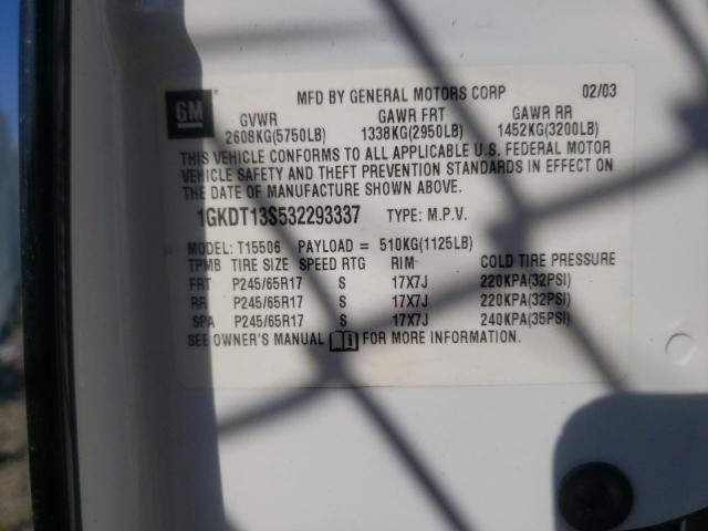 Photo 10 from auction – 2003 GMC ENVOY with VIN 1GKDT13S532293337