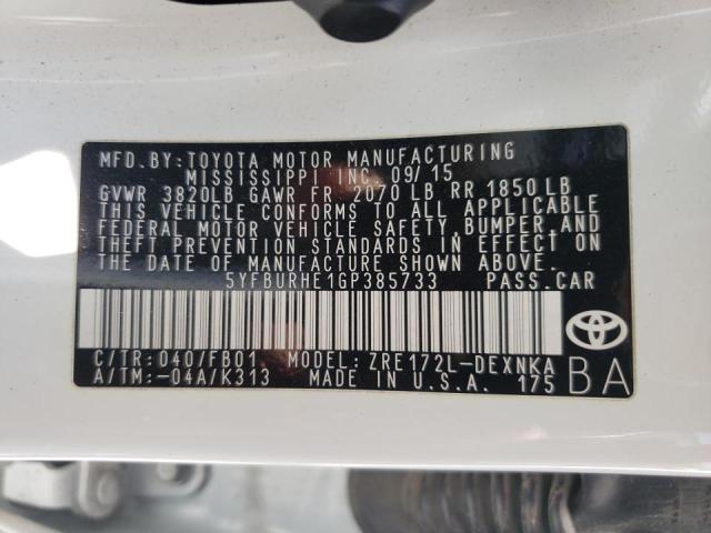 Photo 10 from auction – 2016 TOYOTA COROLLA L with VIN 5YFBURHE1GP385733