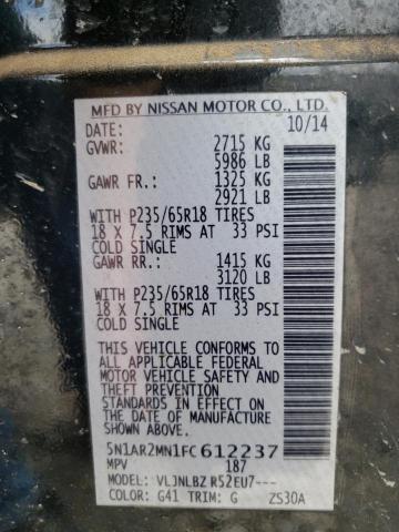 Photo 10 from auction – 2015 NISSAN PATHFINDER with VIN 5N1AR2MN1FC612237
