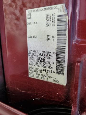 Photo 10 from auction – 2010 NISSAN ALTIMA BAS with VIN 1N4AL2AP1AN483916