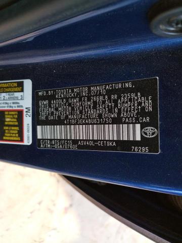 Photo 10 from auction – 2011 TOYOTA CAMRY BASE with VIN 4T1BF3EK4BU631750