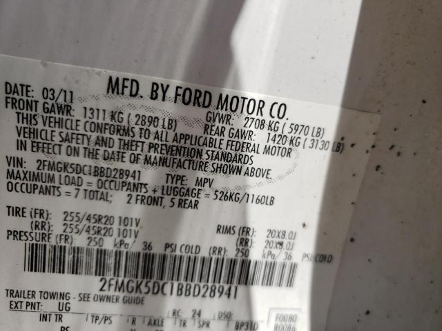 Photo 10 from auction – 2011 FORD FLEX LIMIT with VIN 2FMGK5DC1BBD28941