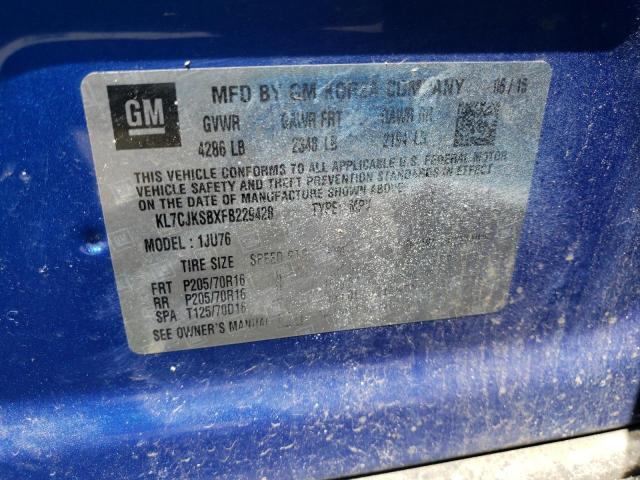Photo 10 from auction – 2015 CHEVROLET TRAX LS with VIN KL7CJKSBXFB229428