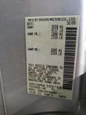 Photo 10 from auction – 2010 NISSAN ALTIMA HYB with VIN 1N4CL2AP6AC109788