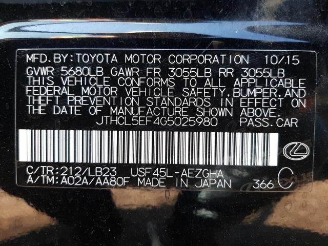 Photo 10 from auction – 2016 LEXUS LS 460 with VIN JTHCL5EF4G5025980