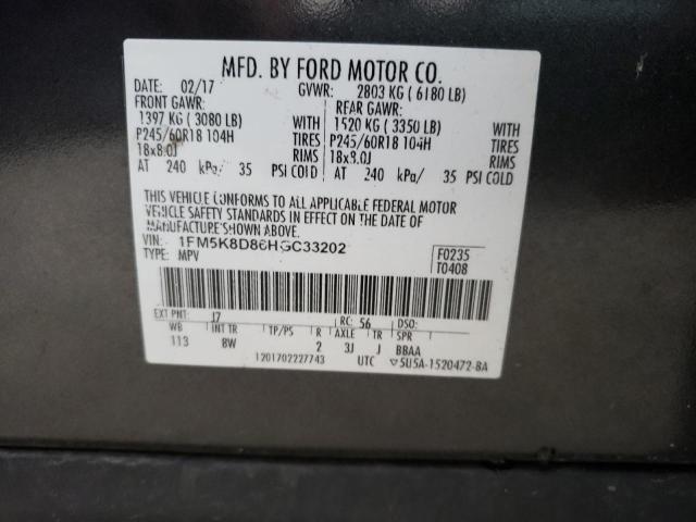Photo 10 from auction – 2017 FORD EXPLORER X with VIN 1FM5K8D86HGC33202