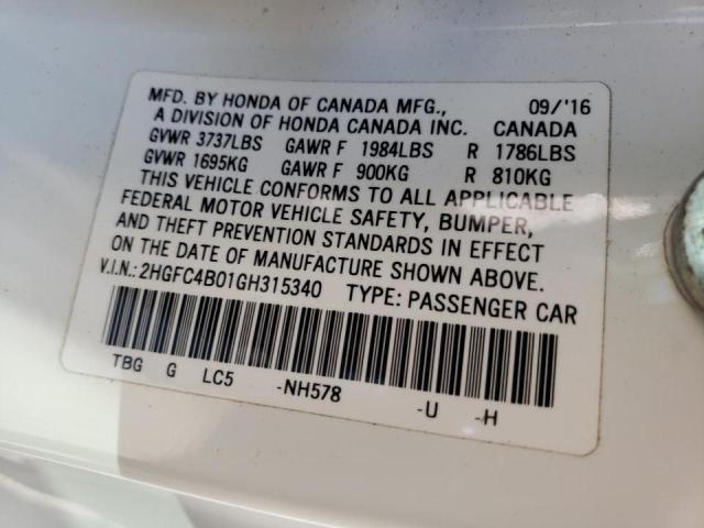 Photo 10 from auction – 2016 HONDA CIVIC LX with VIN 2HGFC4B01GH315340
