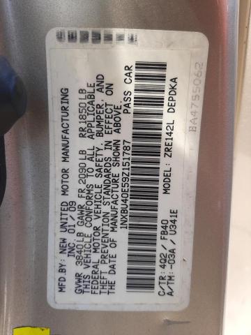 Photo 10 from auction – 2009 TOYOTA COROLLA BA with VIN 1NXBU40E59Z151787