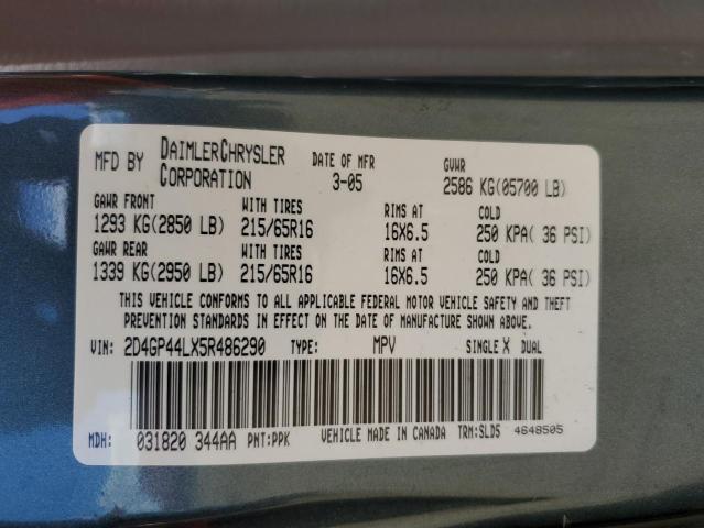 Photo 10 from auction – 2005 DODGE GRAND CARA with VIN 2D4GP44LX5R486290