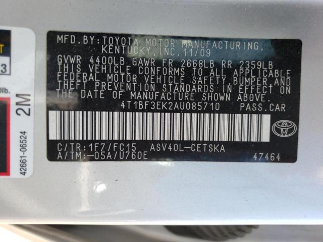 Photo 10 from auction – 2010 TOYOTA CAMRY BASE with VIN 4T1BF3EK2AU085710