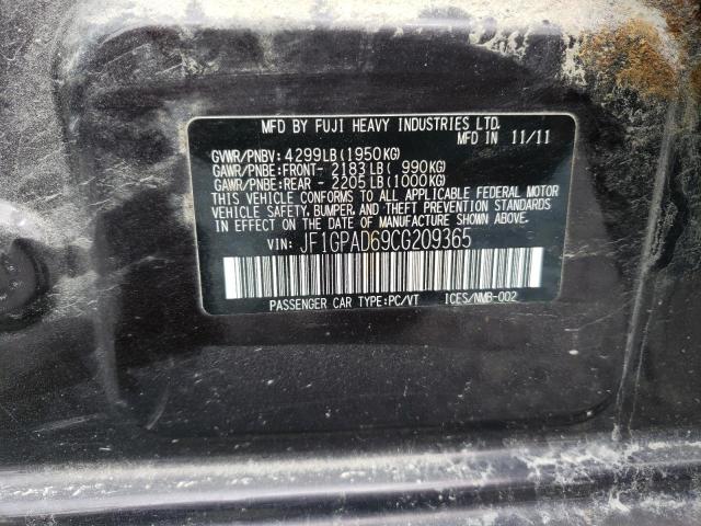 Photo 10 from auction – 2012 SUBARU IMPREZA PR with VIN JF1GPAD69CG209365