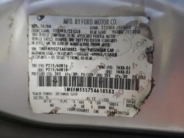 Photo 10 from auction – 2005 MERCURY SABLE LS P with VIN 1MEFM55S75A618583