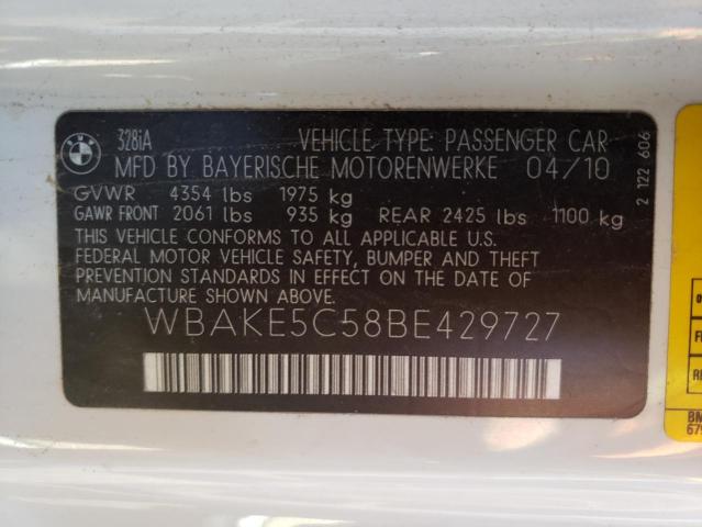Photo 10 from auction – 2011 BMW 328 I SULE with VIN WBAKE5C58BE429727