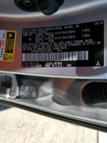 Photo 10 from auction – 2016 TOYOTA HIGHLANDER with VIN 5TDYKRFH4GS172876