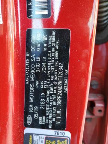 Photo 10 from auction – 2019 KIA FORTE FE with VIN 3KPF24AD2KE120342